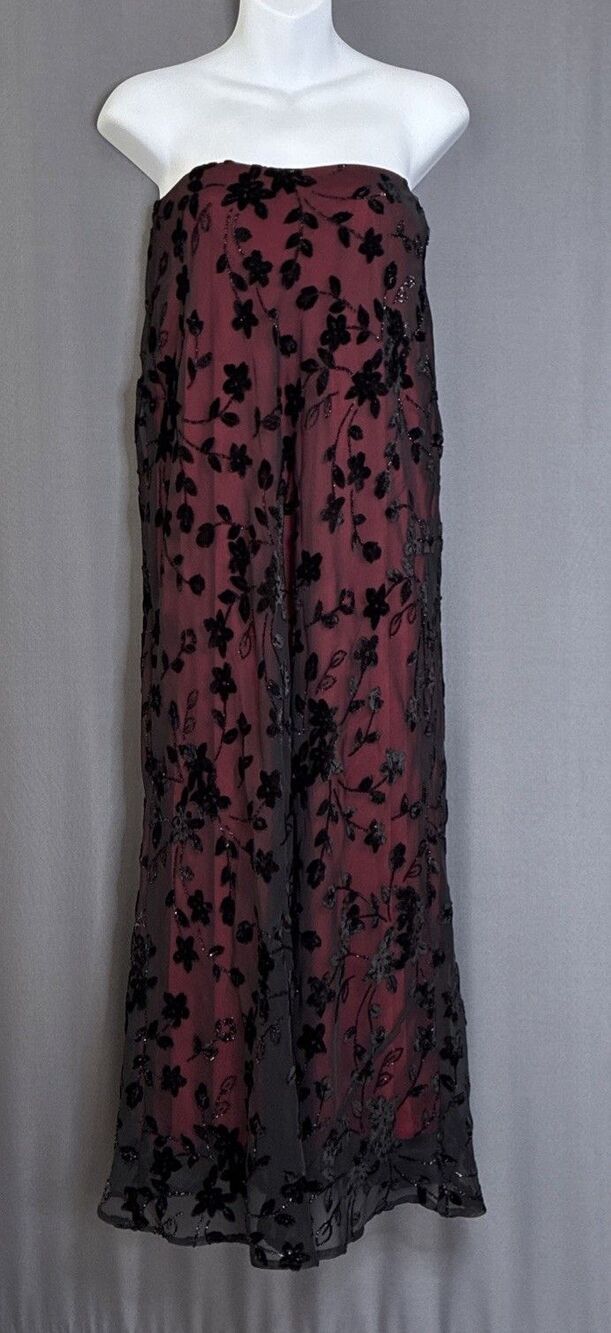 Y2K A Fortiori Red Burnout Velvet Dress Gown Sz 7/8 Romance Whimsigoth Fairy 90s